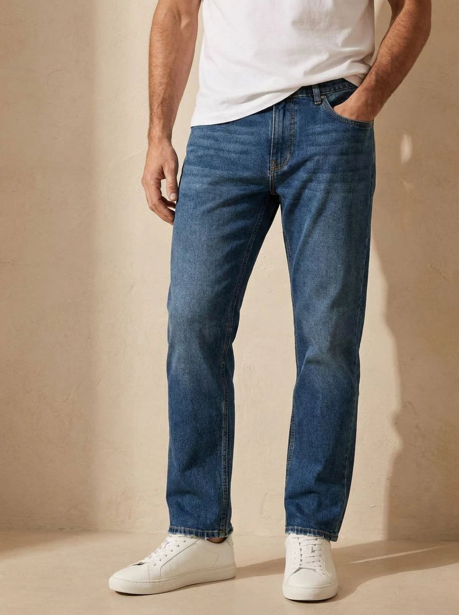 Wide Leg Jeans Mid Blue - detail