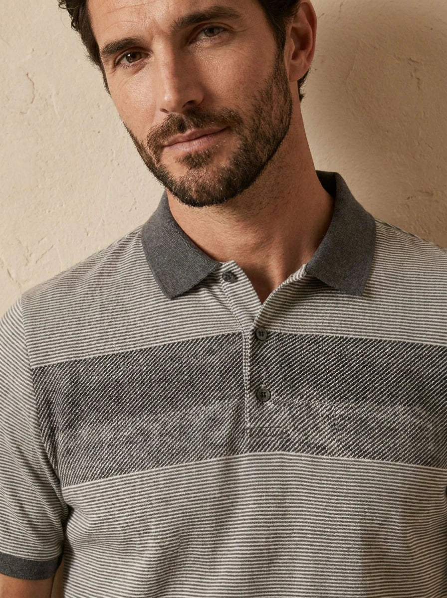 Striped Panel Polo Grey - detail