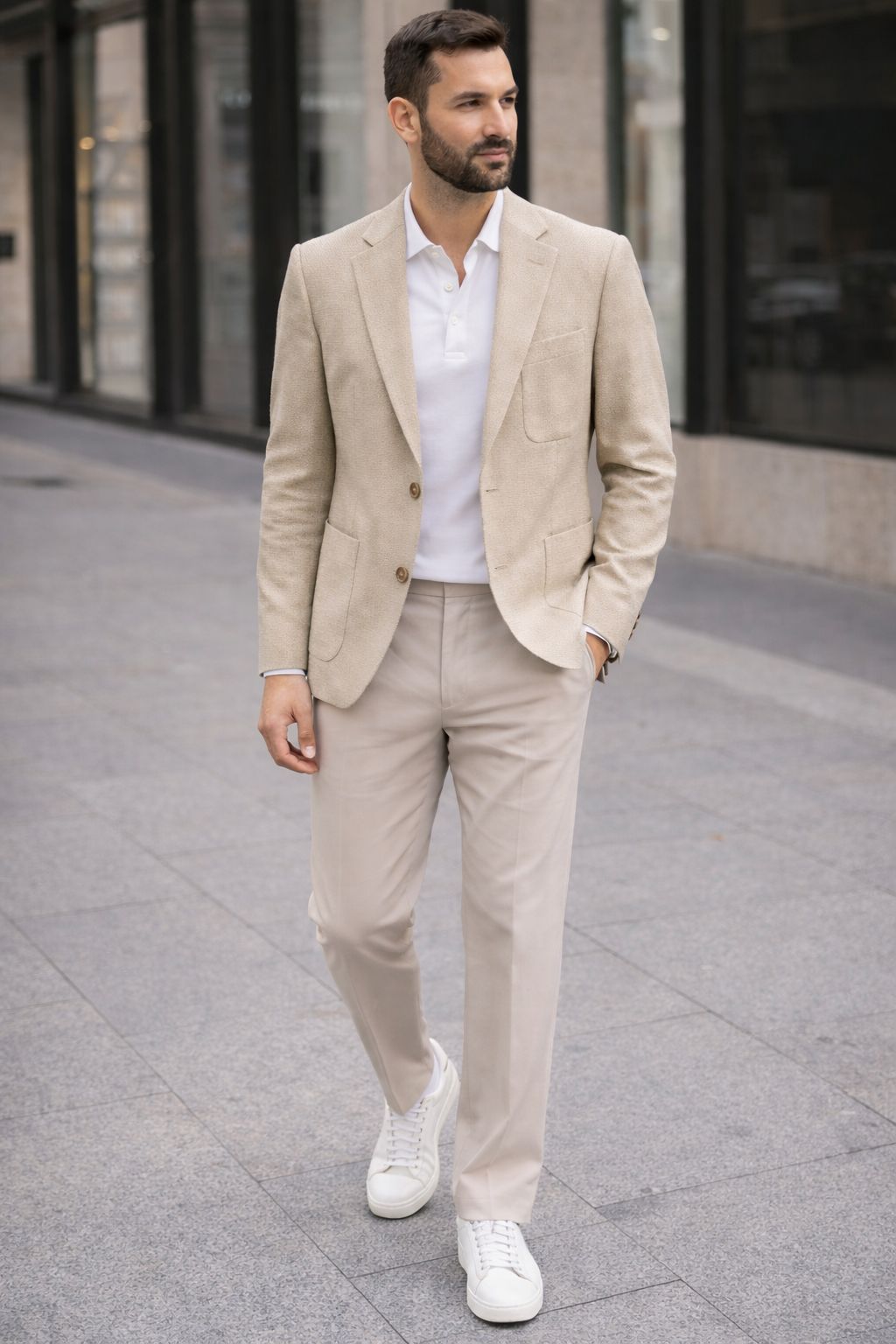 Textured Blazer – Beige