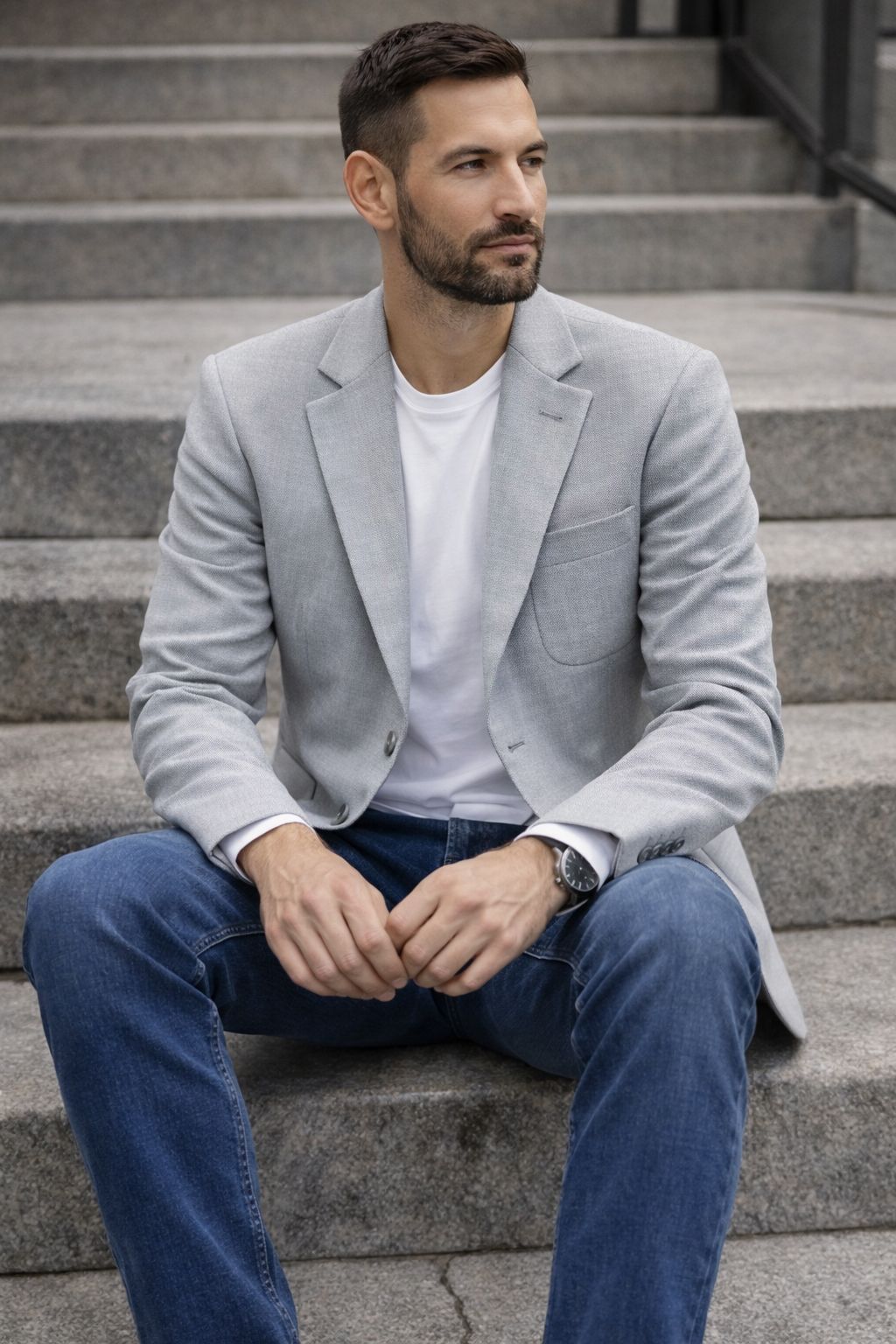 Textured Blazer – Light Grey
