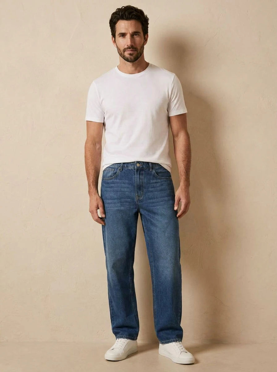 Wide Leg Jeans Mid Blue - front