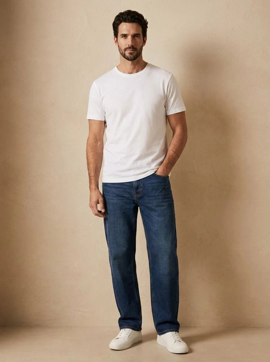 Wide Leg Jeans Dark Blue - front