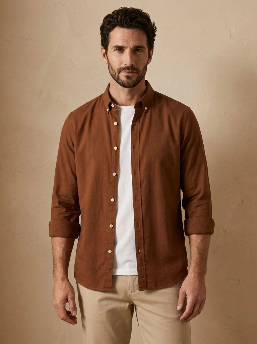 Poplin Shirt – Rust - front