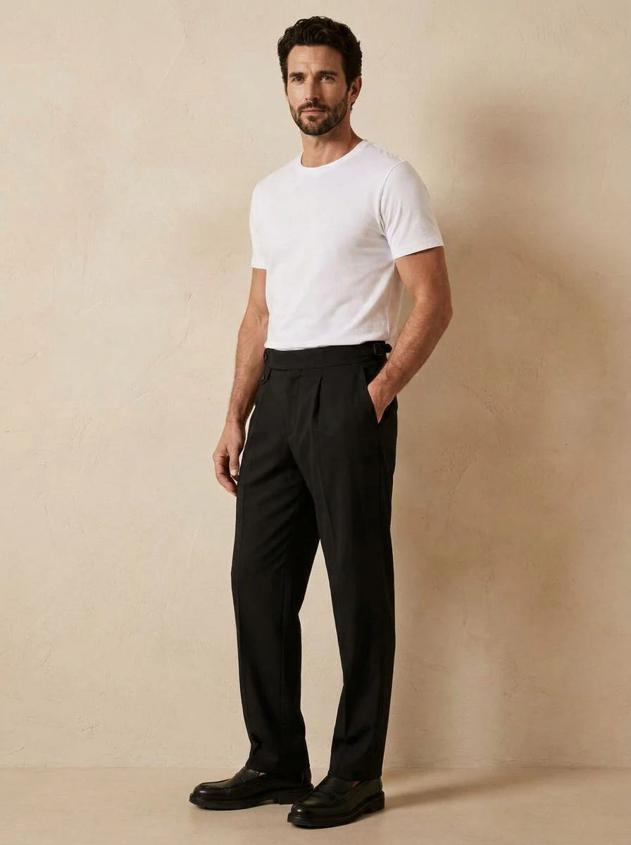 High Waist Trousers Black - three quarter