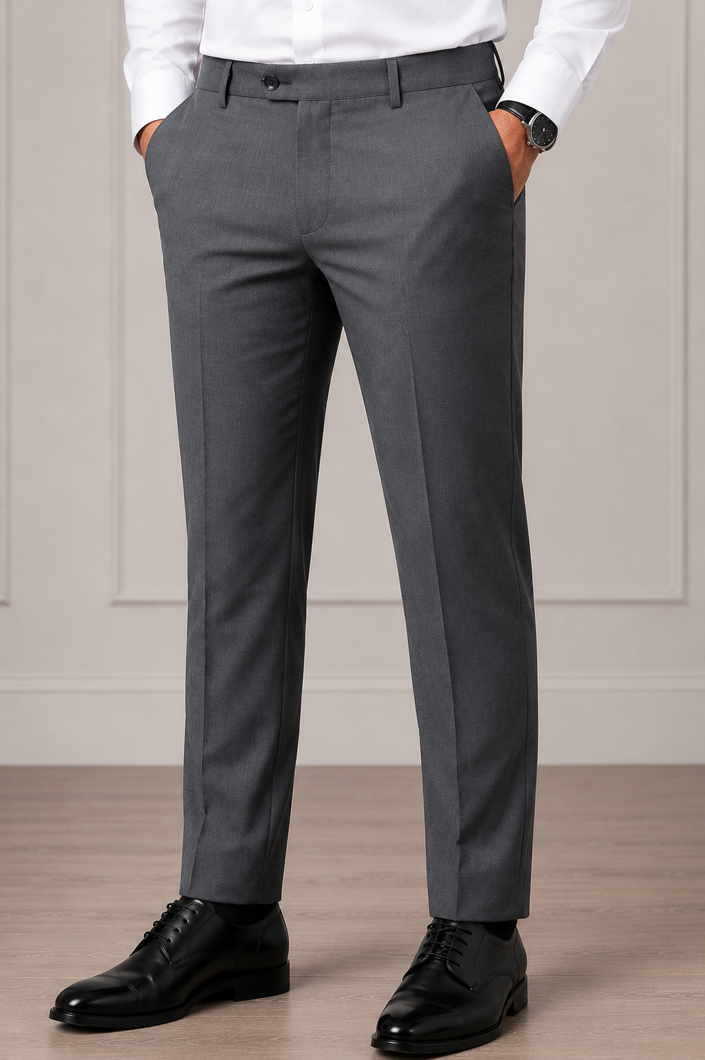 Classic Slim Fit Trousers - Dark Grey