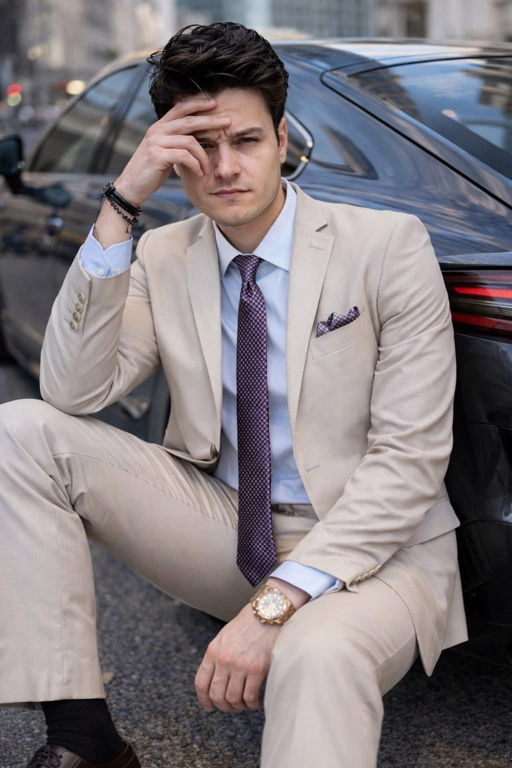 Slim Fit Suit - Brown