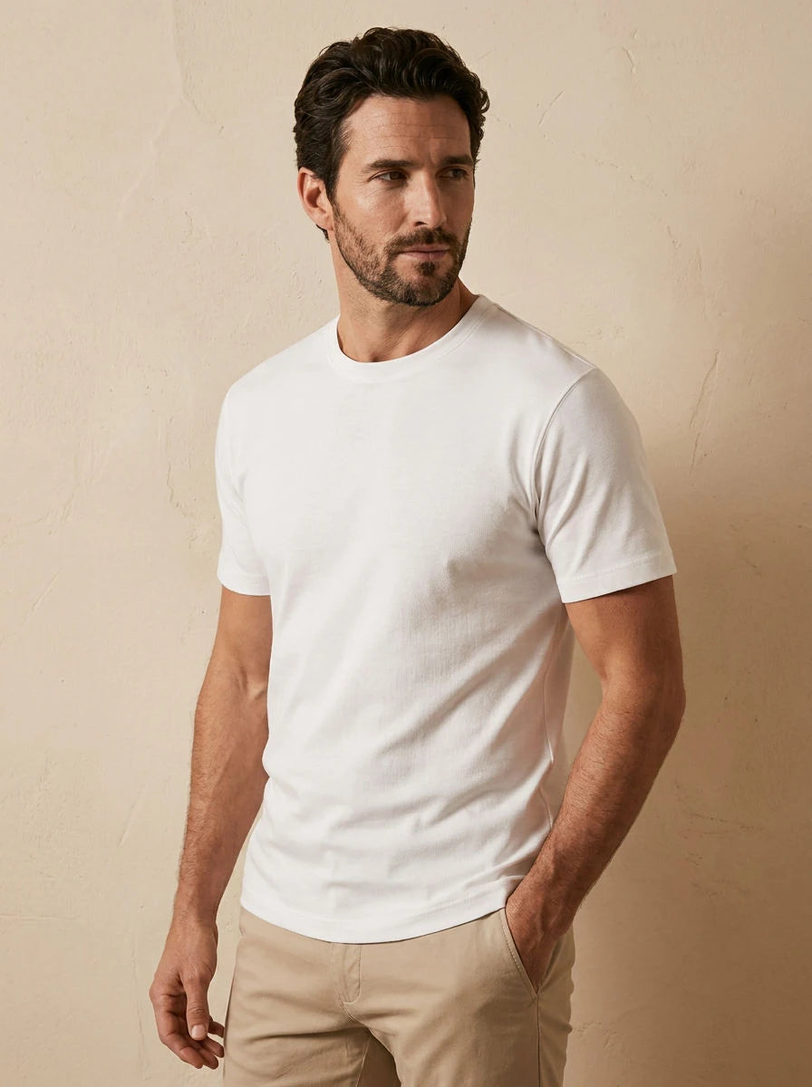 Crew Neck T-Shirt White - three quarter