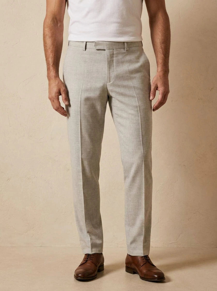 Classic Slim Fit Trousers Beige - detail