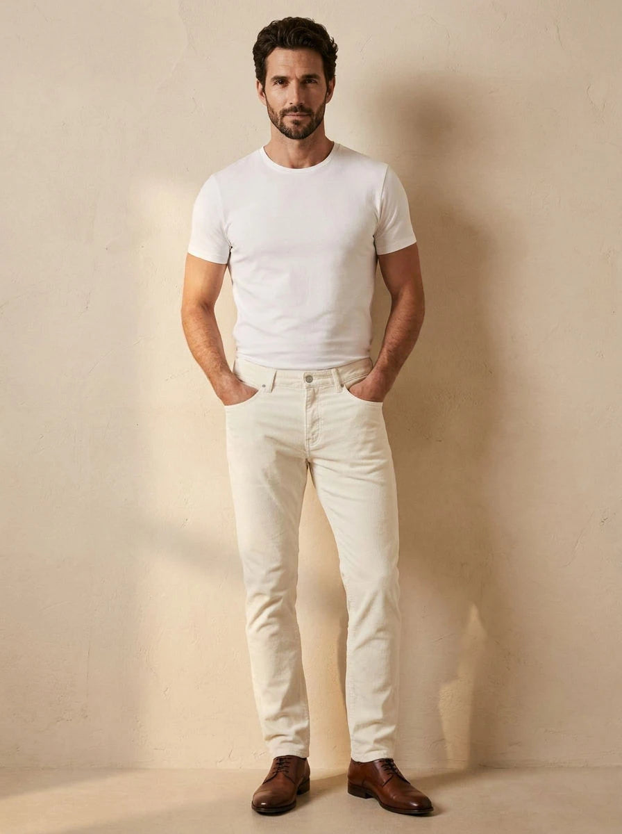 Gabardine Trousers Off-White - front