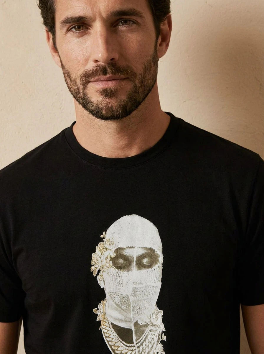 Graphic Print T-Shirt Black Balaclava - detail