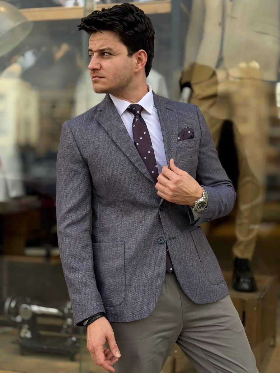 Linen Blazer - Charcoal 1