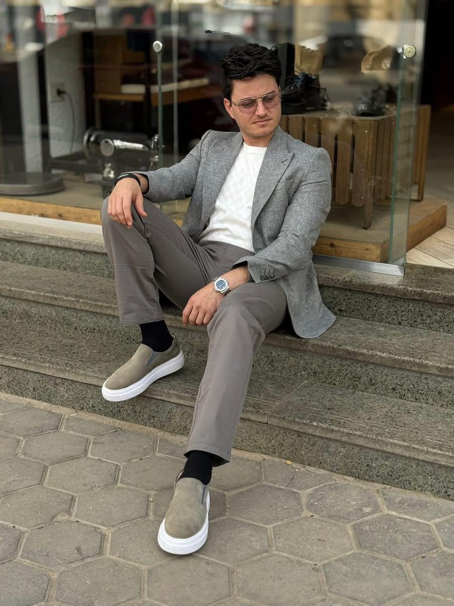 Linen Blazer - Grey 1