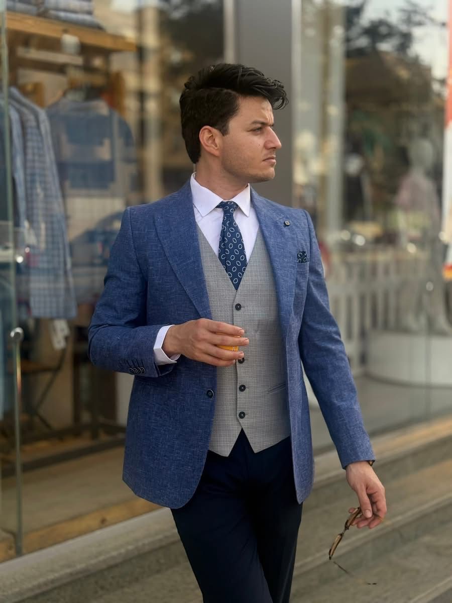 Linen Blazer - Navy 1