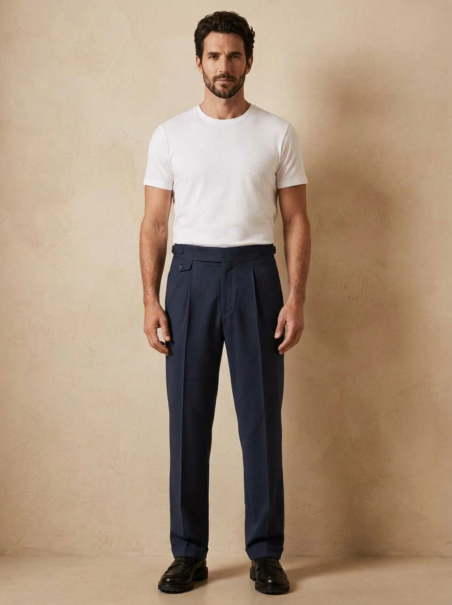High Waist Trousers Navy - front