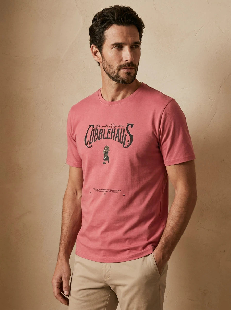 Graphic Print T-Shirt Salmon - three quarter