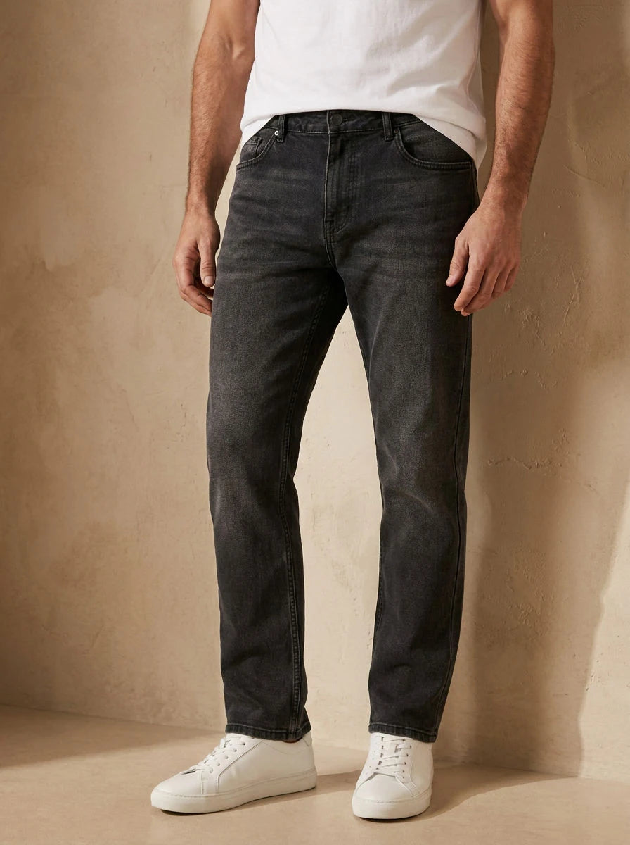 Relaxed Fit Jeans Faded Black - detail
