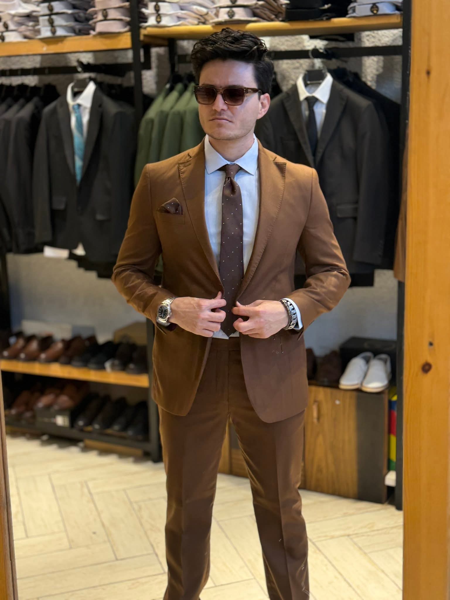 Slim Fit Suit - Brown
