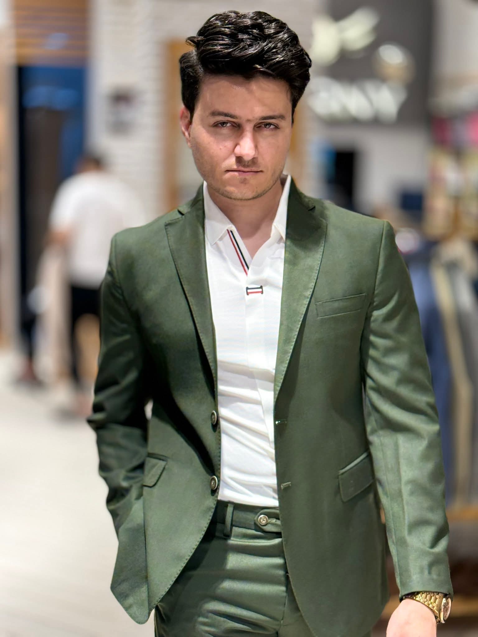 Slim Fit Suit - Olive Green