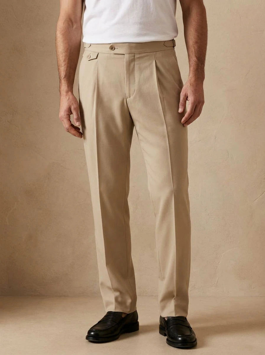 High Waist Trousers Beige - detail