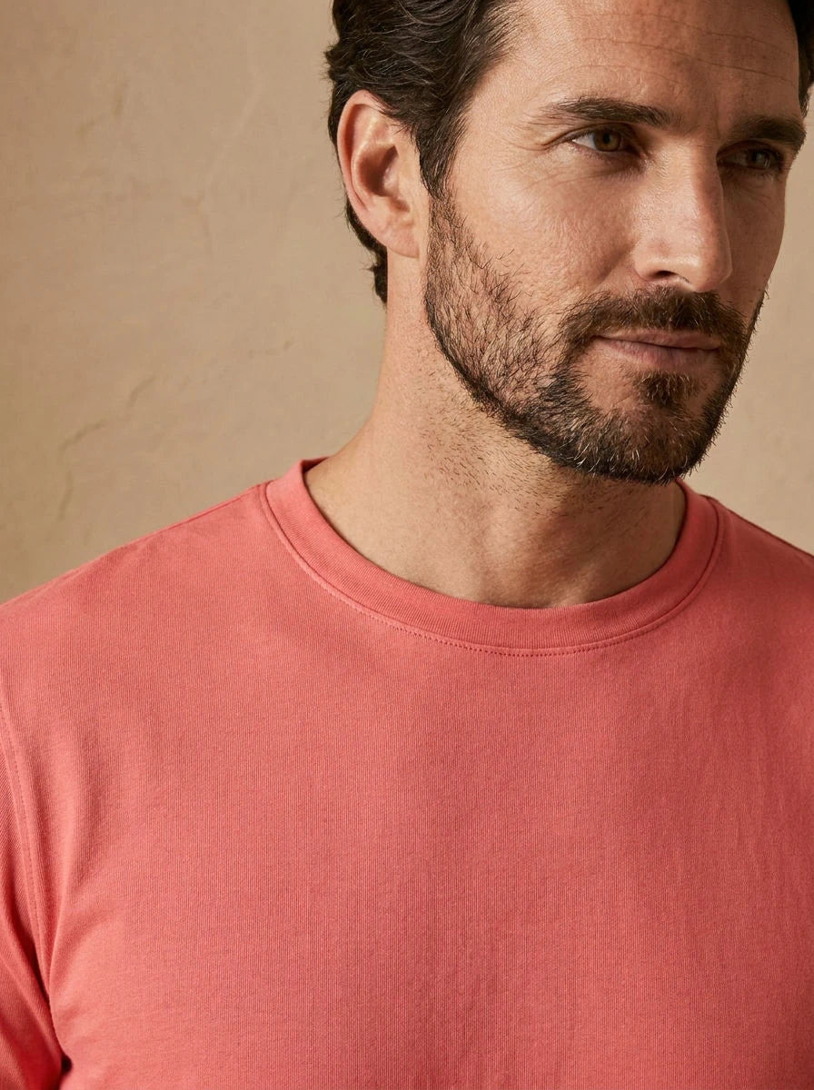 Crew Neck T-Shirt Coral - detail