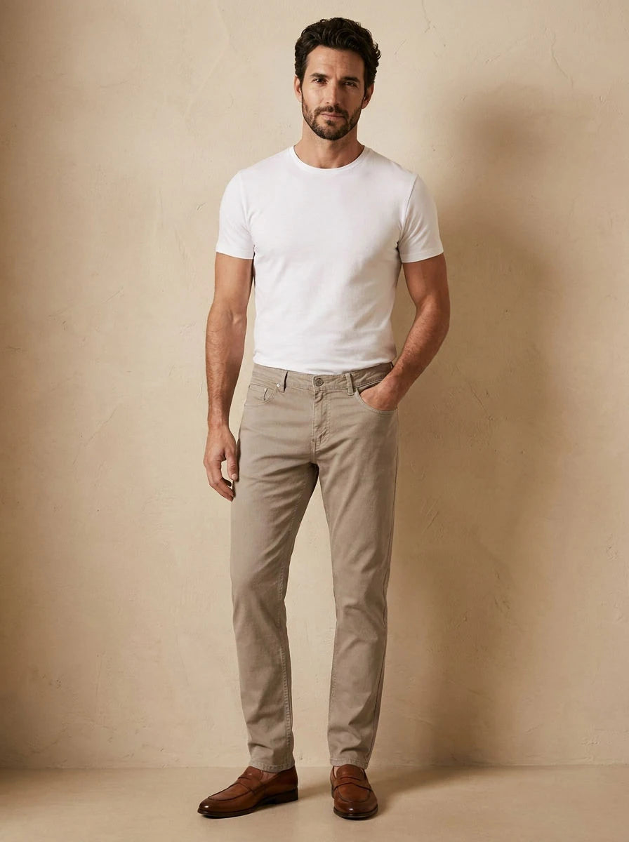 Gabardine Trousers Stone - front