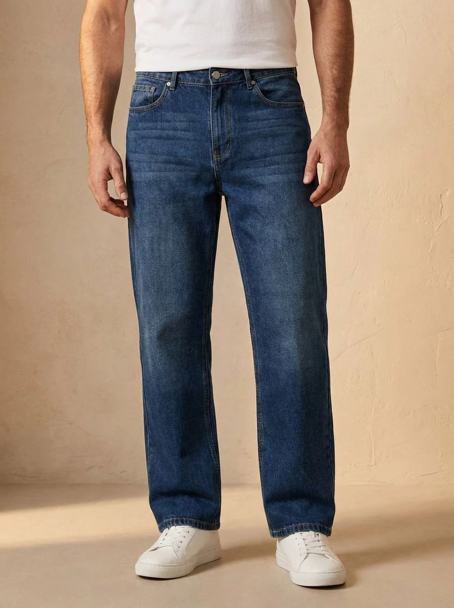 Wide Leg Jeans Dark Blue - detail