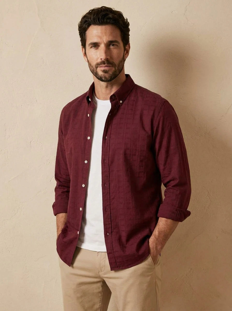 Poplin Shirt – Burgundy - front