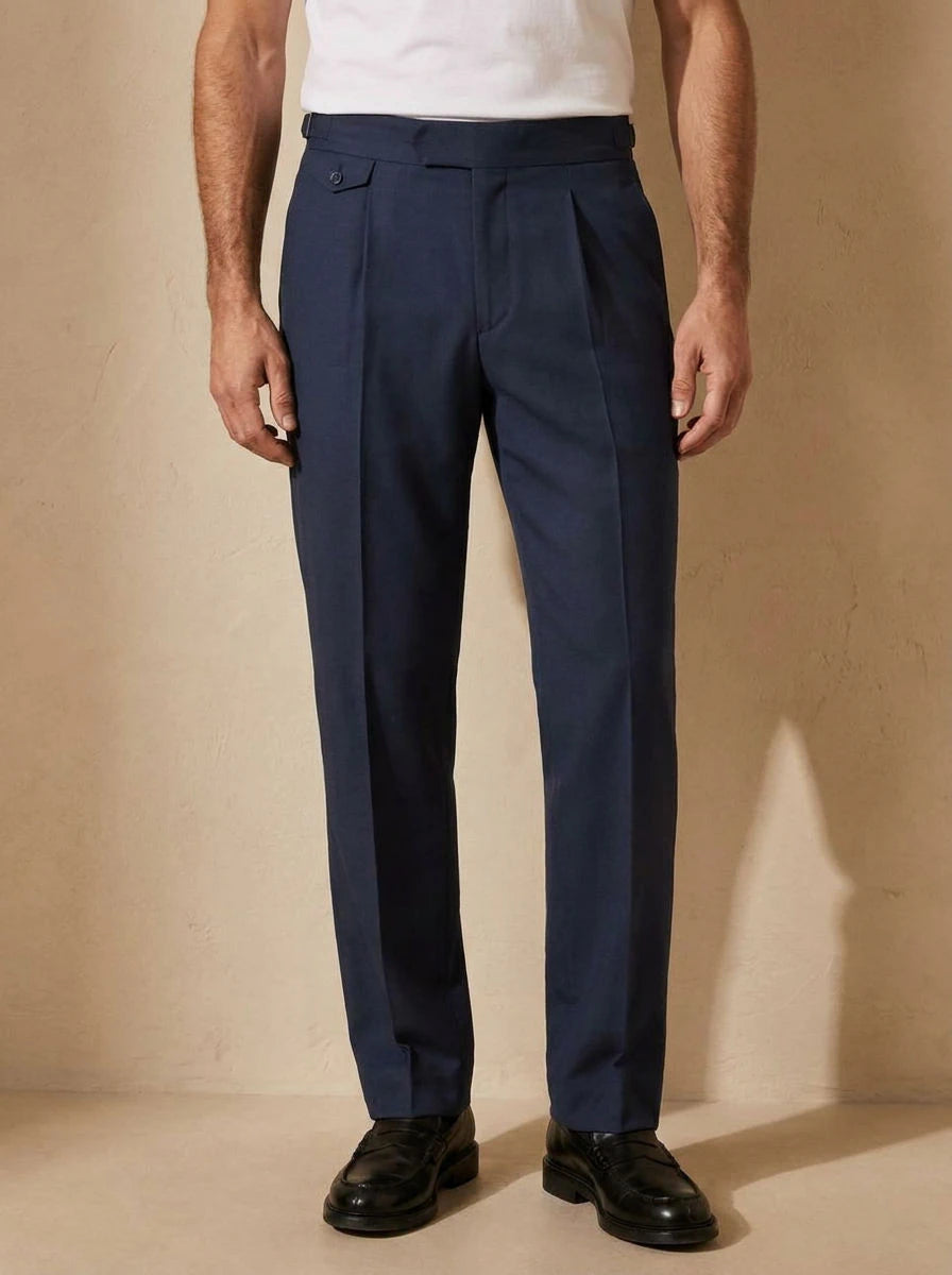 High Waist Trousers Navy - detail