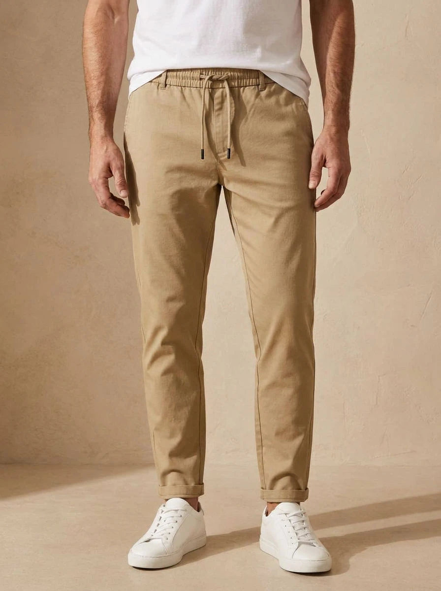 Gabardine Drawstring Trousers Beige - detail