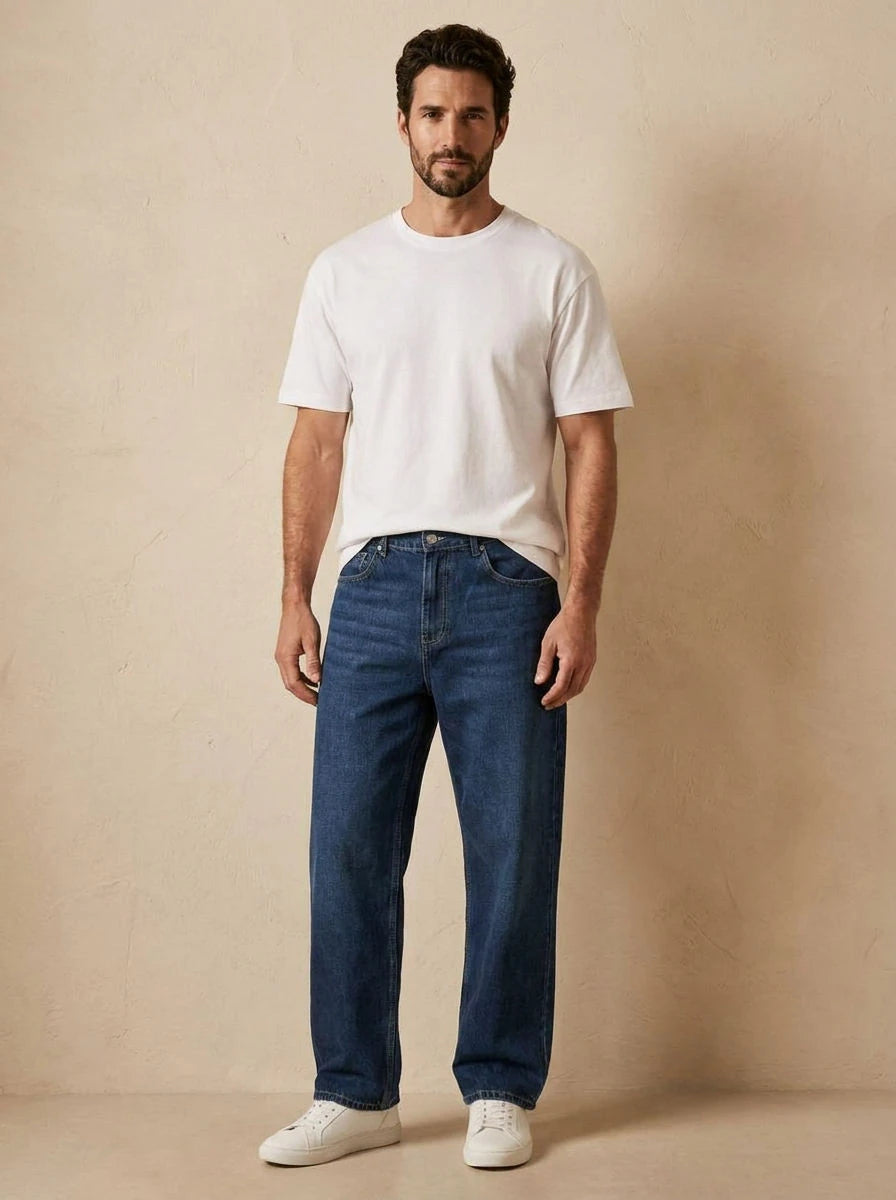 Wide Leg Jeans Dark Indigo - front