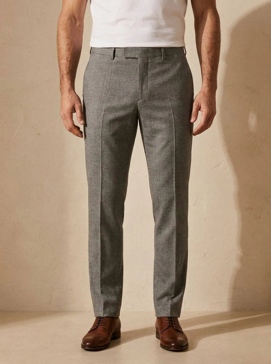 Classic Slim Fit Trousers Light Grey - detail