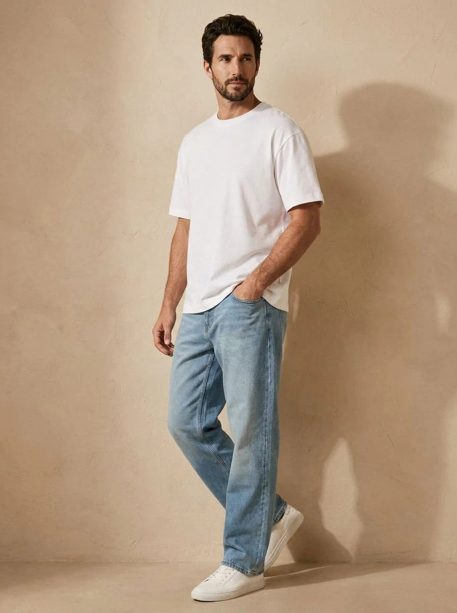 Wide Leg Jeans Light Blue - three quarter