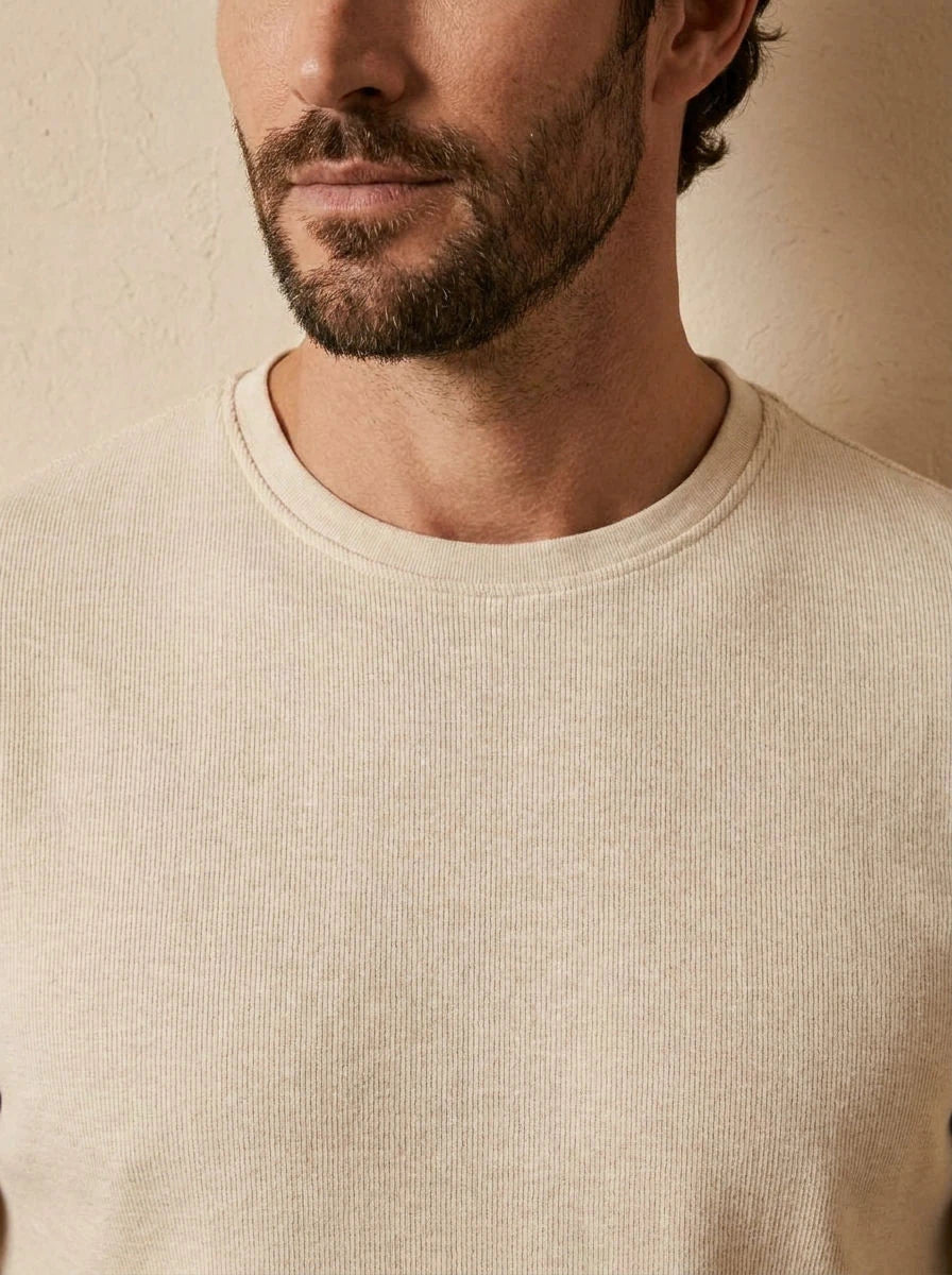 Crew Neck T-Shirt Cream - detail