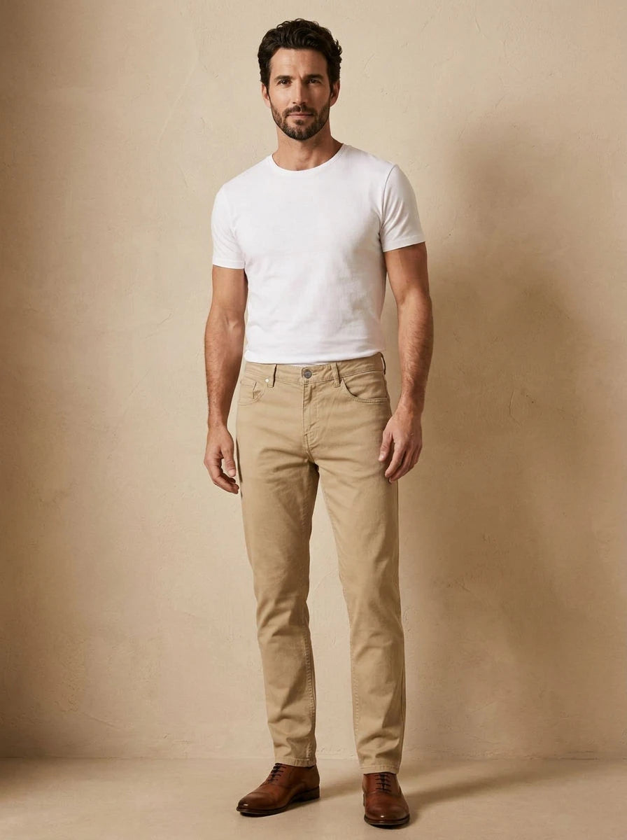 Gabardine Trousers Beige - front