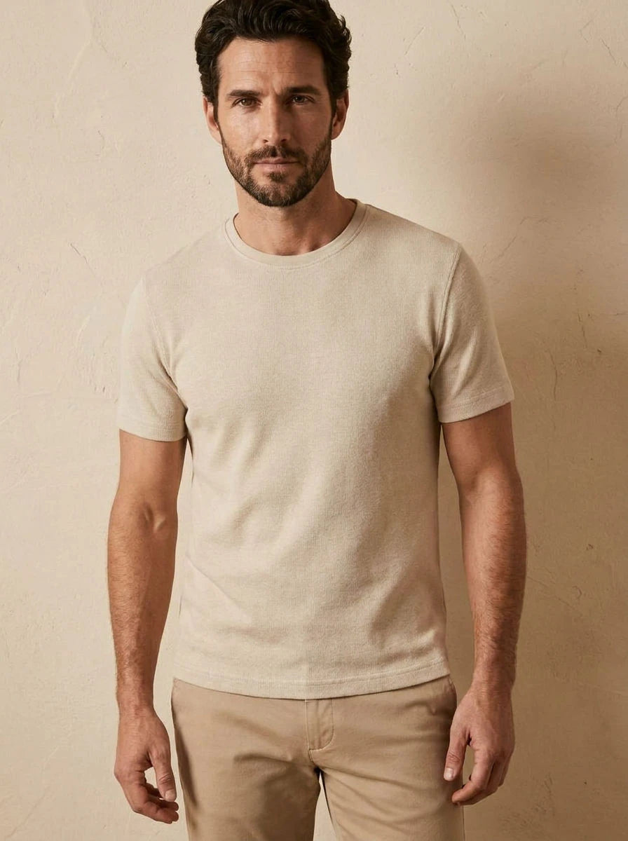 Crew Neck T-Shirt Cream - front