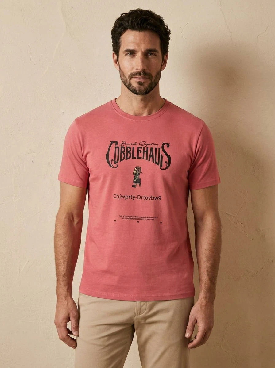 Graphic Print T-Shirt Salmon - front