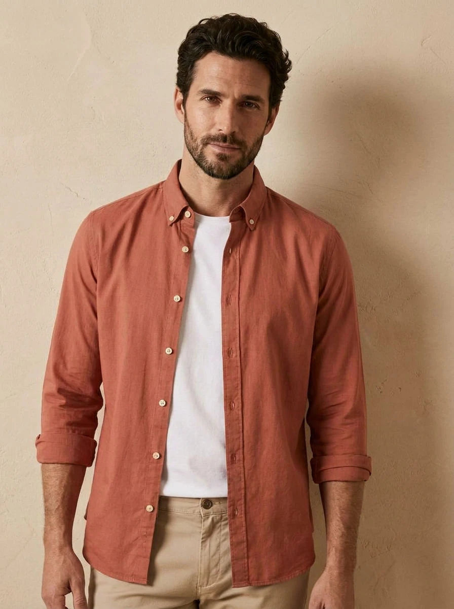 Poplin Shirt – Coral - front