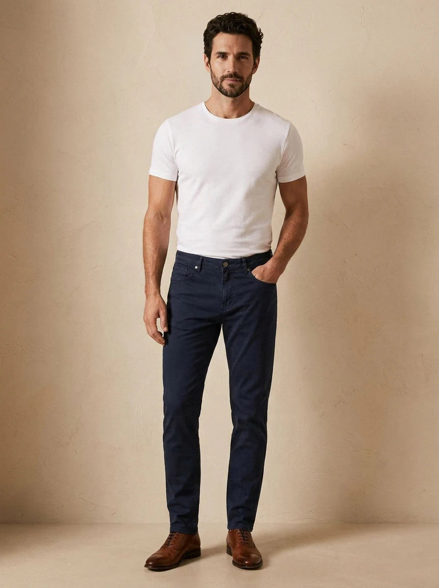 Gabardine Trousers Navy - front