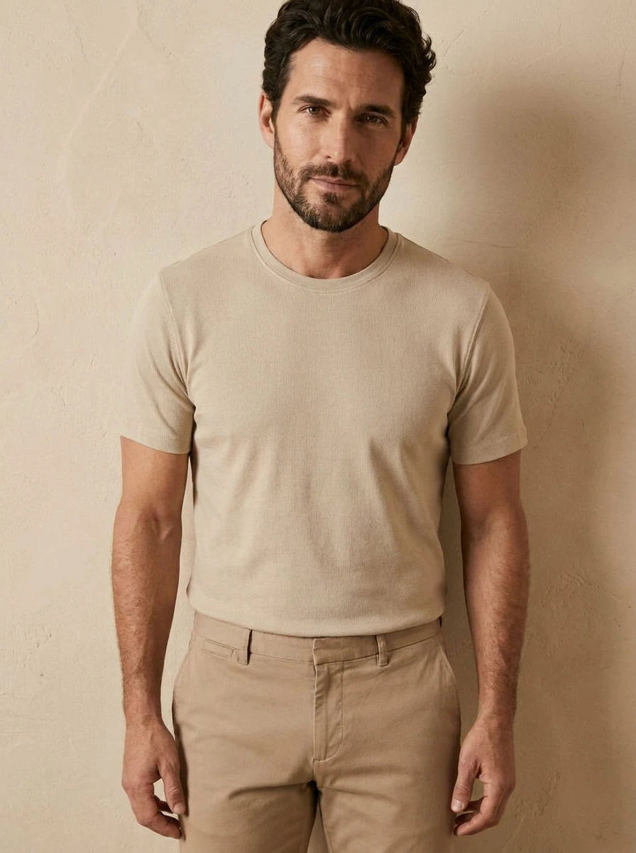Crew Neck T-Shirt Beige - front