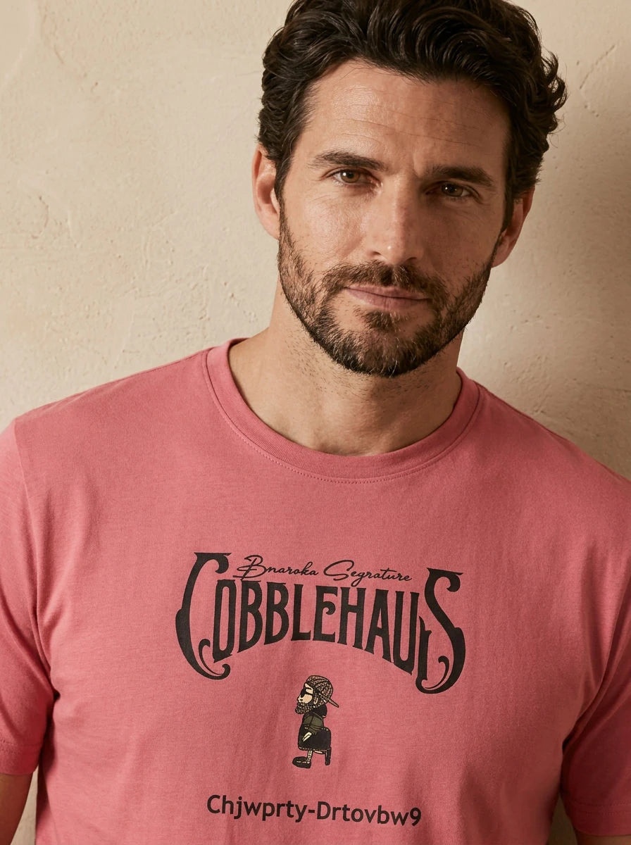 Graphic Print T-Shirt Salmon - detail