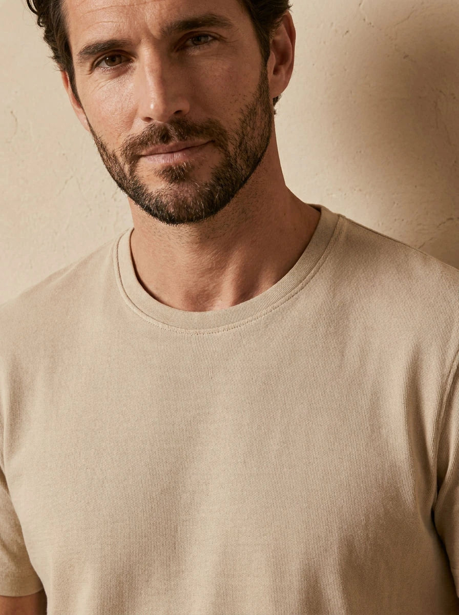 Crew Neck T-Shirt Beige - detail
