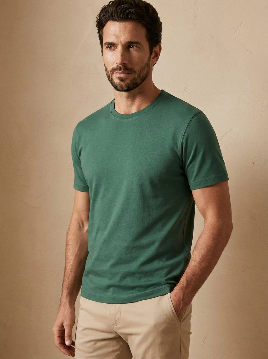 Crew Neck T-Shirt Green - three quarter