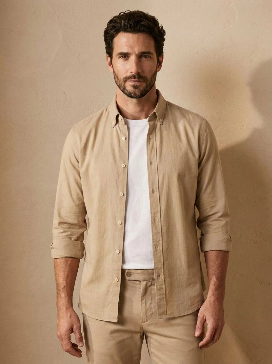 Poplin Shirt – Beige - front