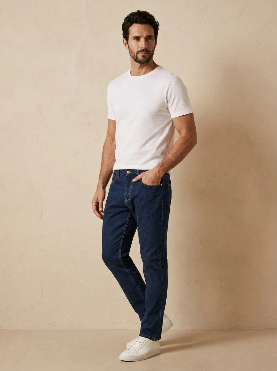 Relaxed Fit Jeans Dark Navy Raw - three quarter